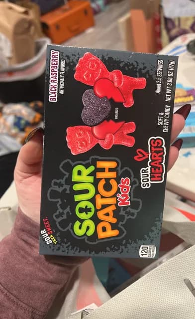 Sour Patch Kids Black Raspberry Sour Hearts Soft & Chewy Candy
