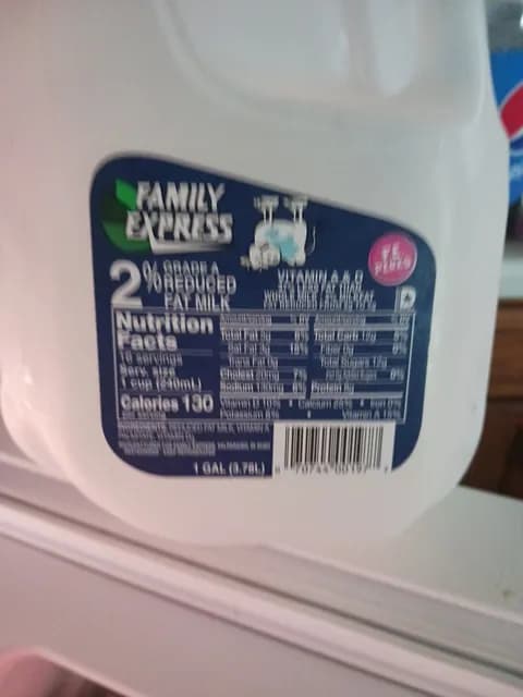 Family Express 2% Grade A Reduced Fat Milk