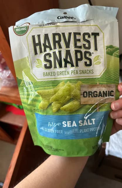 Calbee Harvest Snaps Organic Artisan Sea Salt Baked Green Pea Snacks