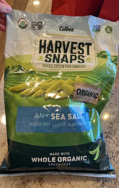 Calbee Harvest Snaps Baked Green Pea Snacks Organic Artisan Sea Salt