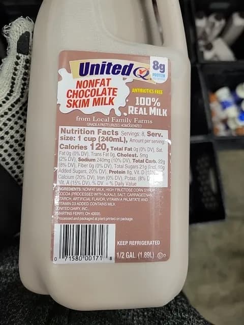 United Q Nonfat Chocolate Skim Milk 100% Real Milk