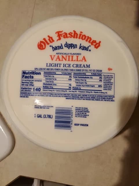 Old Fashioned "Hand Dippin Kind" Vanilla Light Ice Cream