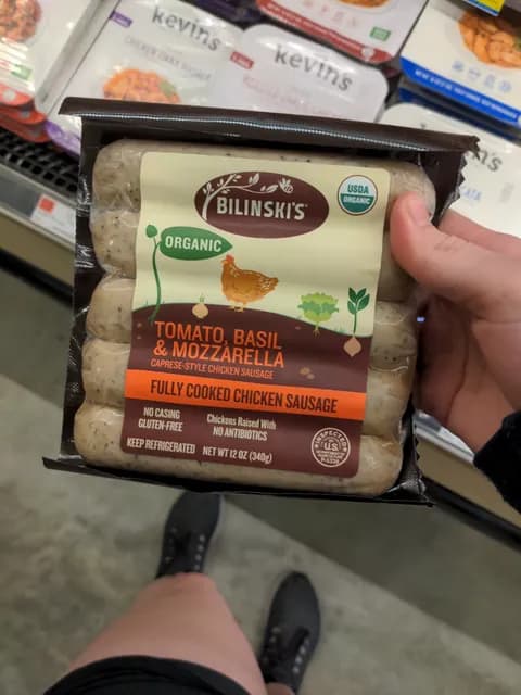 Bilinski'S Organic Tomato, Basil & Mozzarella Caprese-Style Chicken Sausage