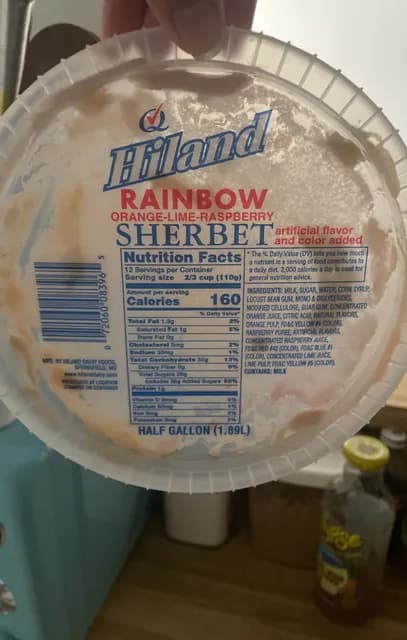 Hiland Rainbow Orange-Lime-Raspberry Sherbet