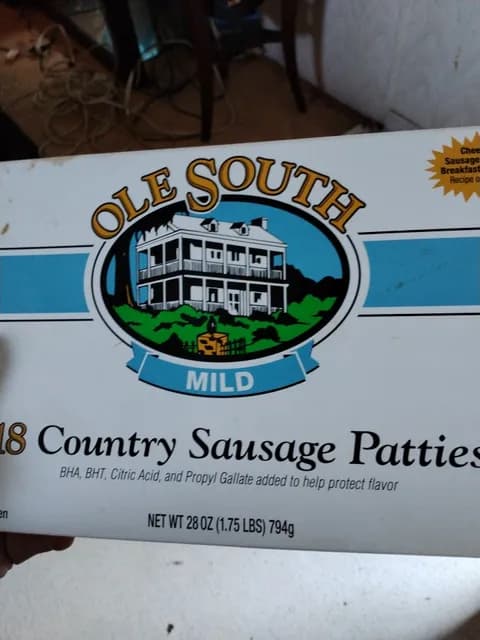 Ole South Mild 18 Country Sausage Patties
