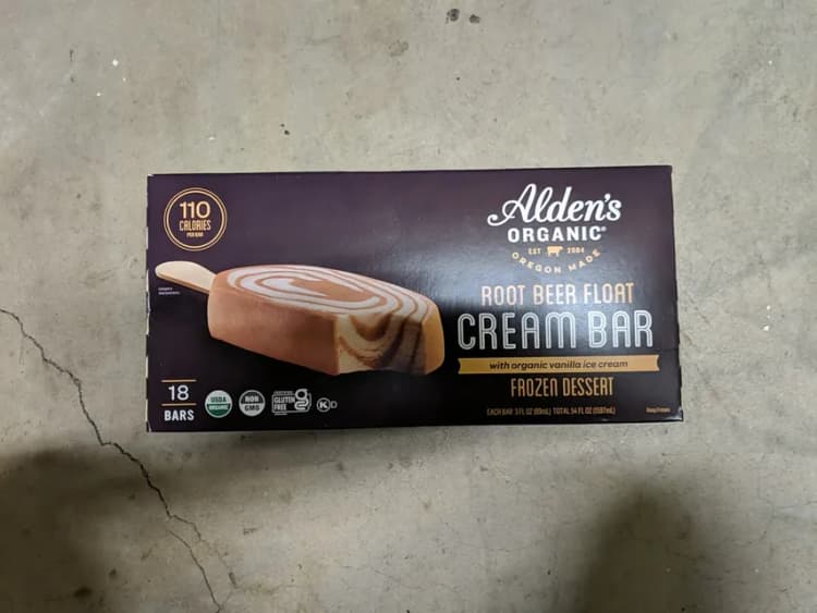 Alden'S Organic Root Beer Float Cream Bar With Organic Vanilla Ice Cream