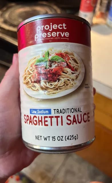 Project Preserve Feeding Hope Low Sodium Traditional Spaghetti Sauce