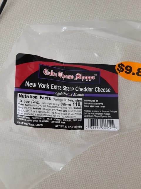 Cuba Cheese Shoppe New York Extra Sharp Cheddar Cheese