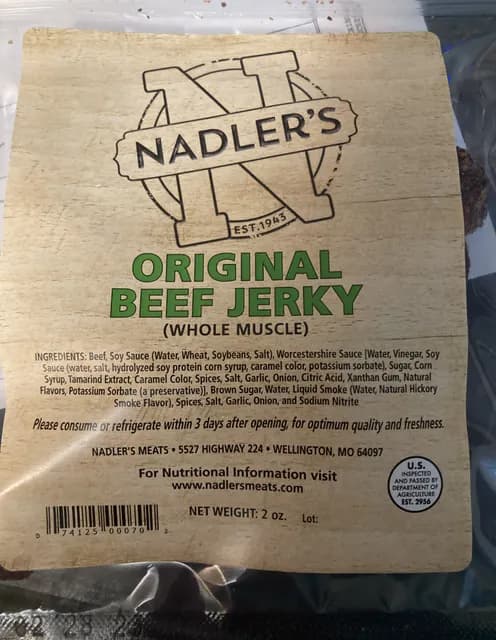 Nadler'S Original Beef Jerky (Whole Muscle