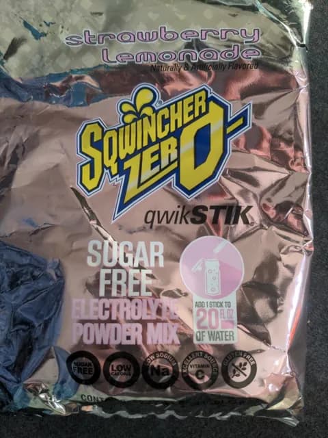 Sqwincher Zero Qwik Stik Strawberry Lemonade Sugar Free Electrolyte Powder Mix