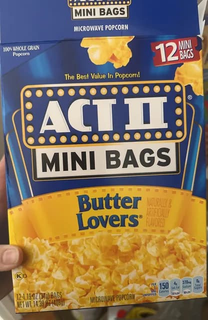 Act Ii Mini Bags Butter Lovers Microwave Popcorn