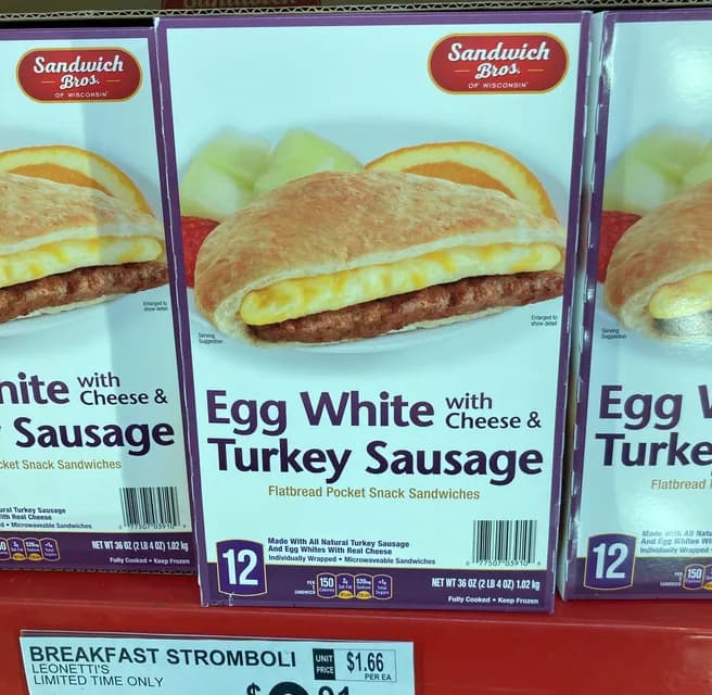 Sandwich Bros. Egg White With Cheese & Turkey Sausage Flatbread Pocket Snack Sandwiches