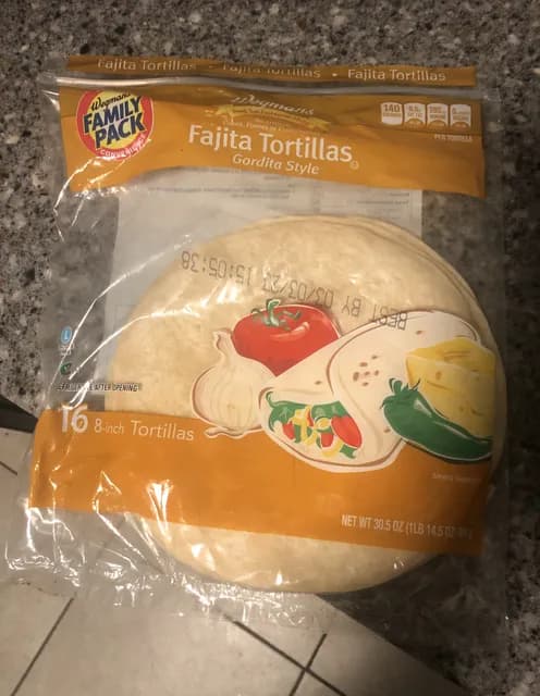 Wegmans Fajita Tortillas Gordita Style, 16 8-Inch Tortillas