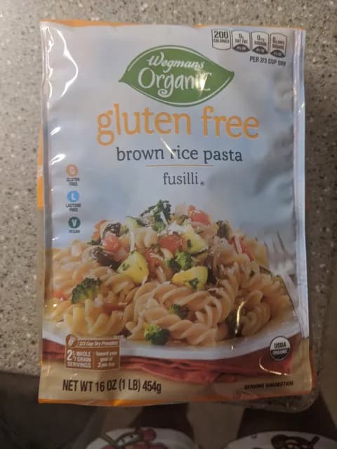 Wegmans Organic Gluten Free Brown Rice Pasta Fusilli