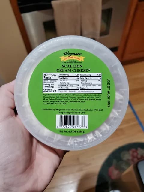 Wegmans Scallion Cream Cheese