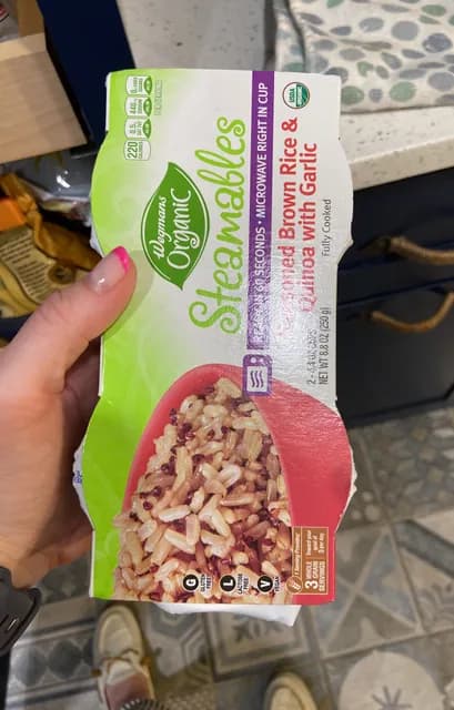 Wegmans Organic Steamables Seasoned Brown Rice & Quinoa With Garlic