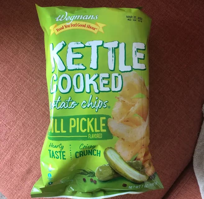 Wegmans Kettle Cooked Potato Chips Dill Pickle Flavored