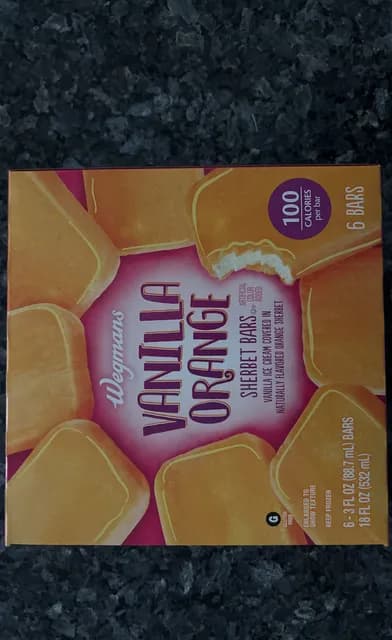 Wegmans Vanilla Orange Sherbet Bars