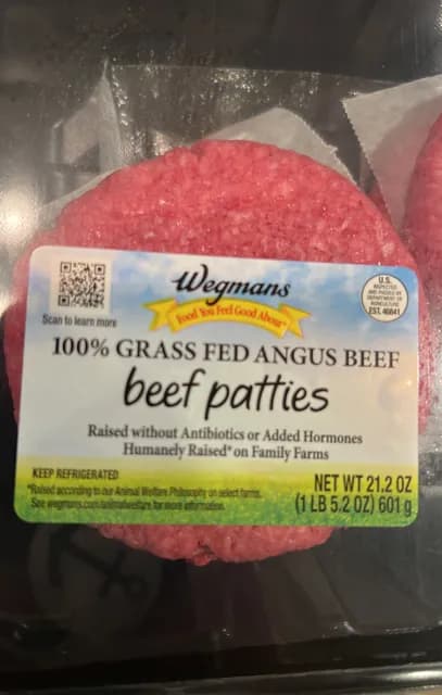 Wegmans 100% Grass Fed Angus Beef Patties