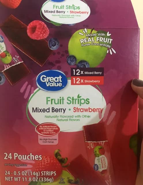Great Value Fruit Strips Mixed Berry, Strawberry