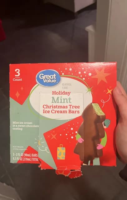 Great Value Holiday Mint Christmas Tree Ice Cream Bars