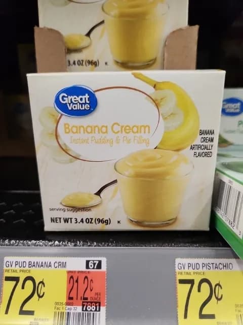 Great Value Banana Cream Instant Pudding & Pie Filling
