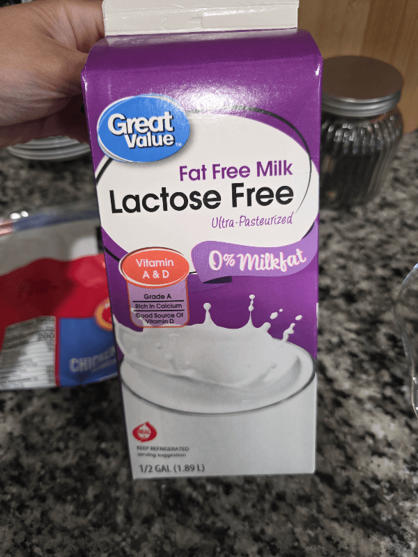 Great Value Lactose Free Skim Fat Free Milk, Half Gallon