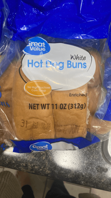 Great Value Hot Dog Buns, White