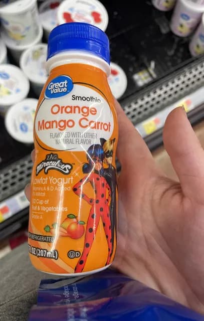 Great Value Zag Miraculous Orange Mango Carrot Lowfat Yogurt Smoothie