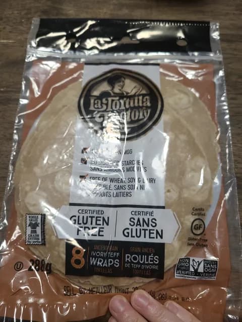 La Tortilla Factory Certified Gluten Free Ancient Grain Ivory Teff Wraps Tortillas