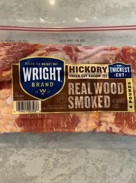 Wright Brand Realwood Smoked Thick Cut Hickory Bacon