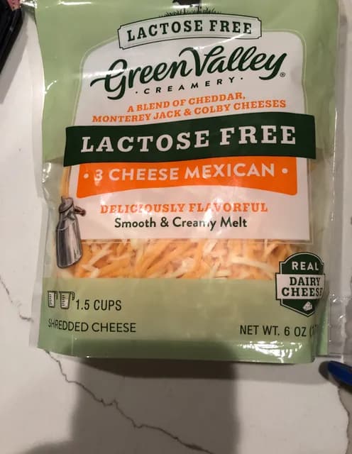 Green Valley Creamy Lactose Free 3 Cheese Mexican Shredded Cheese