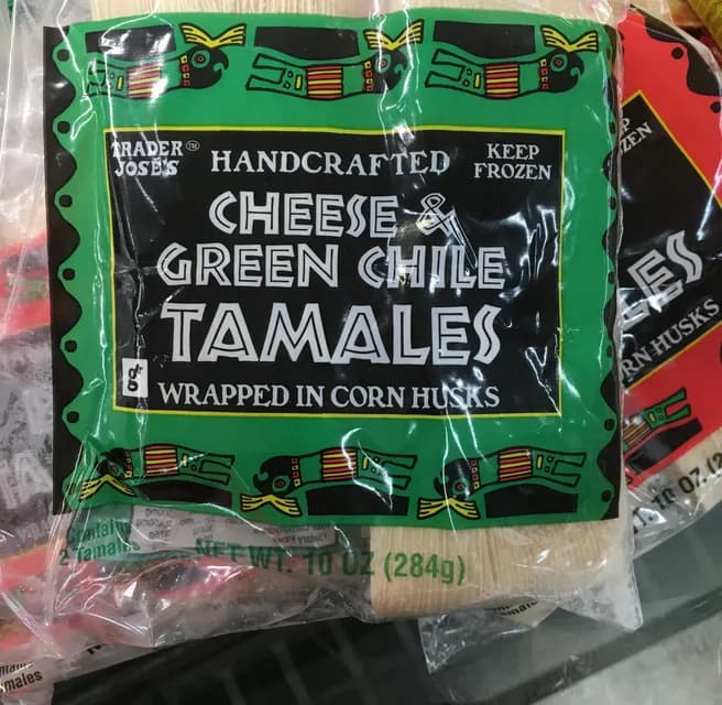 Trader Jose's Handcrafted Cheese & Green Chile Tamales Wrapped In Corn Husks