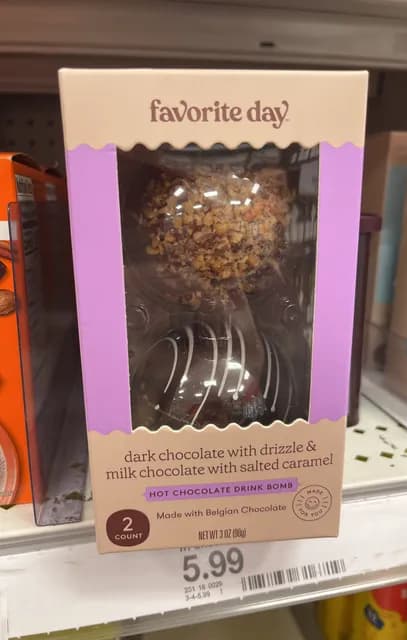 Favorite Day Hot Chocolate Drink Bomb, Dark Chocolate With Drizzle & Milk Chocolate With Salted Caramel