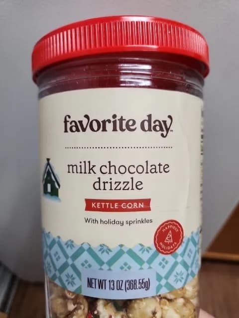 Favorite Day Milk Chocolate Drizzle Kettle Corn With Holiday Sprinkles