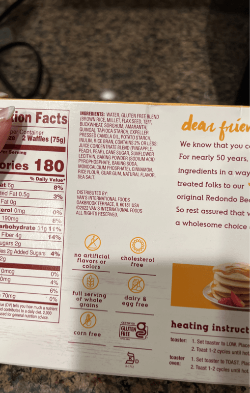 Is it Xanthan Gum Free? Van's Gluten Free Ancient Grains Waffles