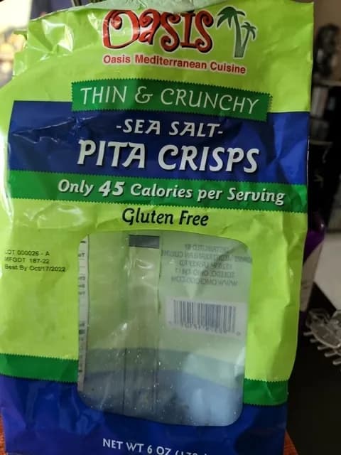 Oasis Gluten Free Thin & Crunchy Sea Salt Pita Crisps