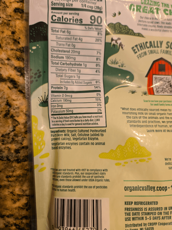 Organic Valley Organic Finely Shredded Mozzarella Cheese
