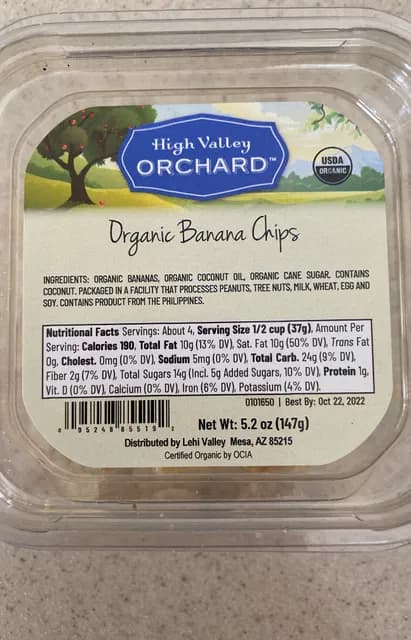 High Valley Orchard Organic Banana Chips
