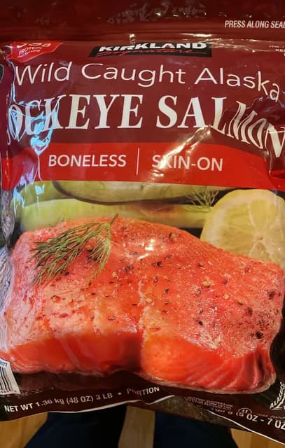 Kirkland Signature Boneless Skin-On Wild Caught Alaska Sockeye Salmon