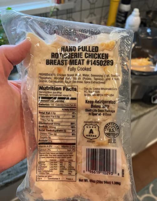 Costco Wholesale Hand Pulled Rotisserie Chicken Breast Meat