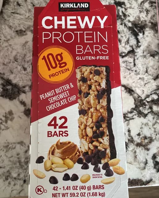 Is it Egg Free? Kirkland Signature Chewy Protein Bars Peanut Butter & Semisweet Chocolate Chip