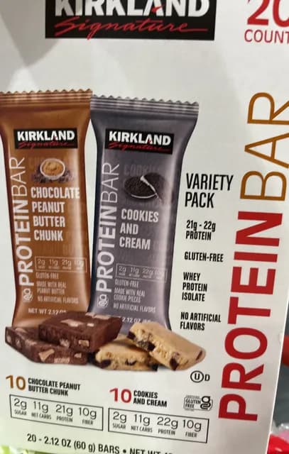 Is it Honey Free? Kirkland Signature Protein Bar Variety Pack: 10 Chocolate Peanut Butter Chunk, 10 Cookies And Cream