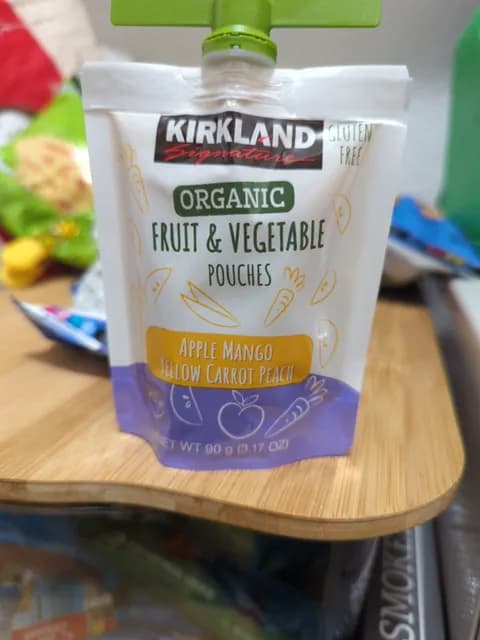 Kirkland Signature Organic Fruit & Vegetable Pouches Apple Mango Yellow Carrot Peach