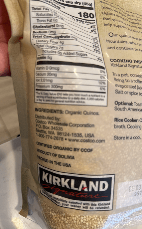 Is it Artificial Flavors Free? Kirkland Signature Organic Quinoa