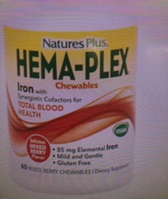 Natures Plus Hema-Plex Iron 60 Mixed Berry Flavor Chewables
