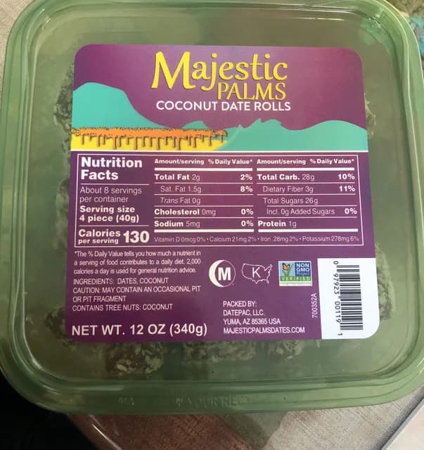 Majestic Palms Coconut Date Rolls
