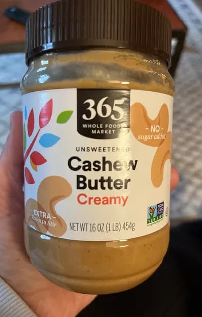 365 Whole Food Market Unsweetened Cashew Butter Creamy