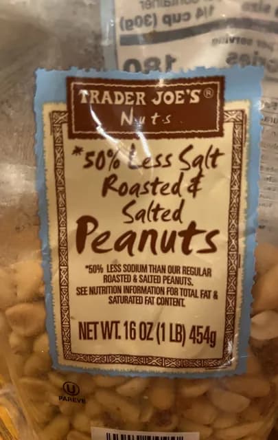 Trader Joe'S Nuts 50% Less Salt Roasted & Salted Peanuts