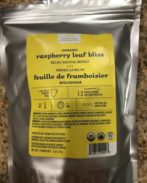 Davidstea Organic Raspberry Leaf Bliss Fruit Infusion